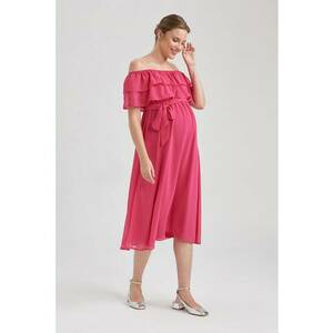Rochie midi cu decolteu pe umeri imagine