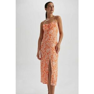 Rochie midi cu model si slit lateral imagine