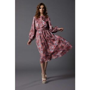 Rochie din amestec de matase cu cordon in talie Ghost imagine