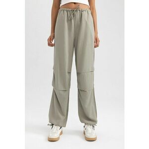 Pantaloni din amestec de in cu talie medie si snur de ajustare imagine