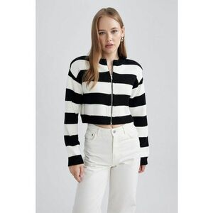 Cardigan crop cu model in dungi imagine