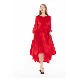 Rochie catifelata asimetrica cu maneci bufante imagine