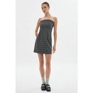 Rochie in carouri cu decolteu pe umeri imagine