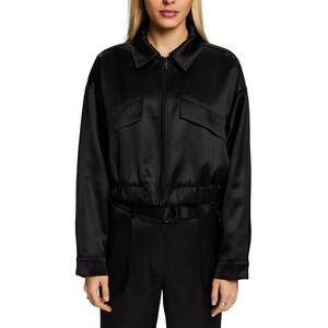 Jacheta bomber crop cu aspect satinat imagine