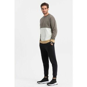 Bluza de trening cu decolteu la baza gatului si model colorblock imagine