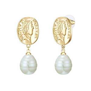 Cercei placati cu aur de 14K si decorati cu perle imagine