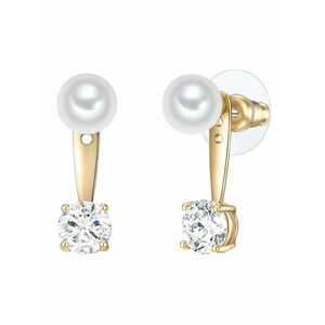 Cercei placati cu aur de 14K si decorati cu cristale si perle imagine