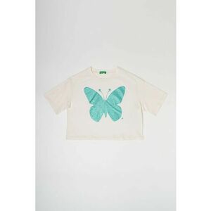 Tricou cu decolteu la baza gatului si imprimeu stralucitor imagine