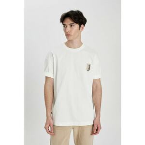 Tricou de bumbac cu decolteu la baza gatului imagine