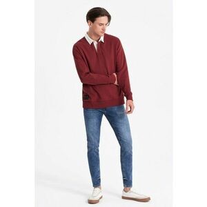 Bluza polo lejera de trening cu fenta cu nasturi - Visiniu - imagine
