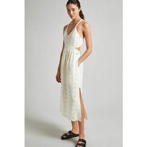 Rochie din amestec de in cu buzunare laterale imagine