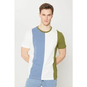 Tricou colorblock cu decolteu la baza gatului imagine