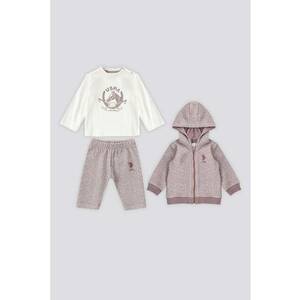 Set de trening cu logo si jacheta cu fermoar - 3 piese imagine