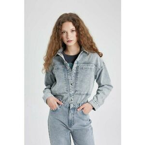 Jacheta de denim cu buzunare aplicate imagine