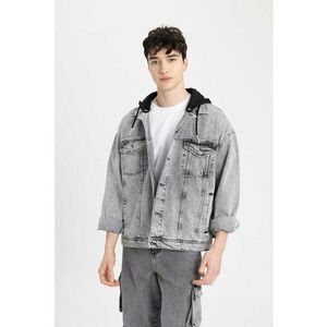 Jacheta supradimensionata de denim cu gluga imagine