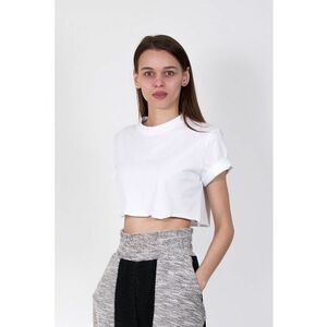 Tricou crop din bumbac cu terminatie franjurata imagine