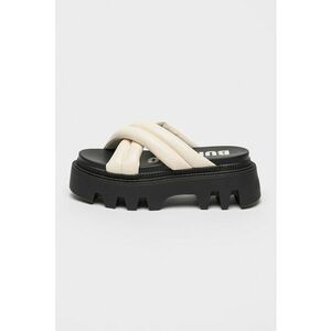 Papuci din piele ecologica cu talpa demi-wedge Flora Cross imagine