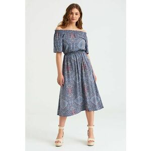 Rochie midi cu decolteu pe umeri imagine