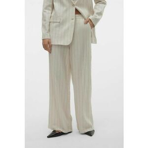Pantaloni din amestec de in cu croiala ampla si dungi imagine