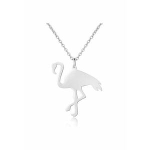 Colier de argint veritabil decorat cu pandantiv in forma de flamingo Flamant imagine