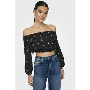Bluza crop de bumbac organic cu model si decolteu pe umeri imagine