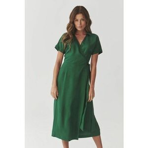 Rochie midi petrecuta din lyocell cu model uni imagine
