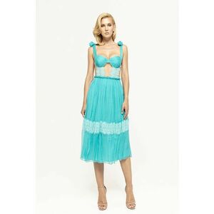 Rochie evazata de matase cu insertie de plasa imagine