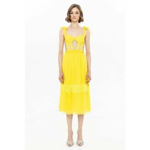 Rochie evazata de matase cu insertie de plasa imagine