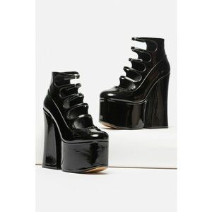 Pantofi de piele lacuita cu barete multiple imagine