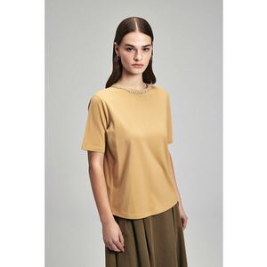 Tricou din amestec de modal cu aplicatii pe decolteu imagine