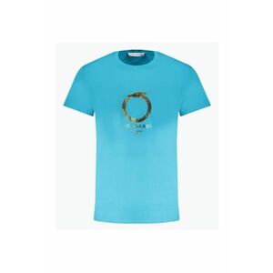 Tricou barbati cu decolteu la baza gatului din bumbac - Azur imagine