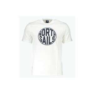 Tricou barbati din bumbac cu imprimeu cu logo si croiala Regular fit alb imagine