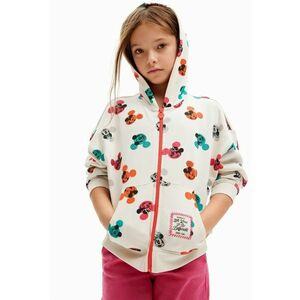 Hanorac de bumbac cu fermoar si model Mickey Mouse imagine