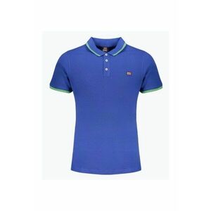 Tricou polo barbati cu logo si detalii contraste - din bumbac - Albastru inchis imagine