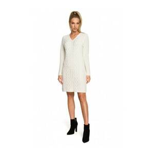 Rochie pulover Cu decolteu in V - Acril - Nylon - Ecru imagine
