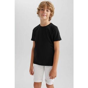 Tricou de bumbac cu decolteu la baza gatului imagine