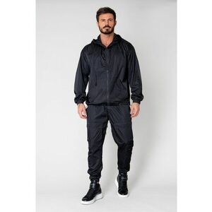 Set Windbreaker Jacheta cu fermoar si pantalon lung din fas Black 15027 imagine