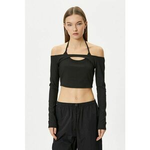 Bluza crop cu decolteu pe umeri imagine