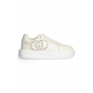 Pantofi sport din piele ecologica cu platforma si logo cu strasuri imagine