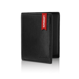 Portofel vertical pentru barbati - piele naturala - negru - cu protectie RFID - SuperSoft - marime L - ambalat in cutie cadou premium imagine