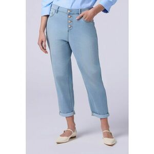 Blugi crop cu nasturi imagine