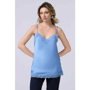 Top cu aspect de satin si insertii din dantela imagine