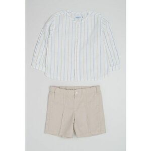 Set de pantaloni scurti si camasa de bumbac cu dungi - 2 piese imagine