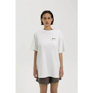 Tricou supradimensionat cu maneci cazute - Alb imagine