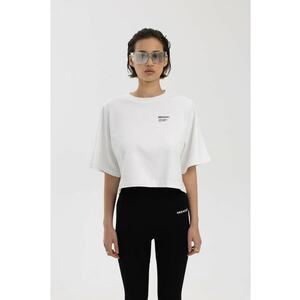 Tricou crop cu detaliu logo pe piept imagine
