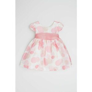 Rochie babydoll din amestec de in cu model floral discret imagine