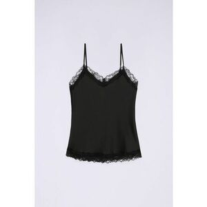 Top cu aspect de satin si insertii din dantela imagine