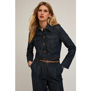 Jacheta din denim crop cu nasturi imagine
