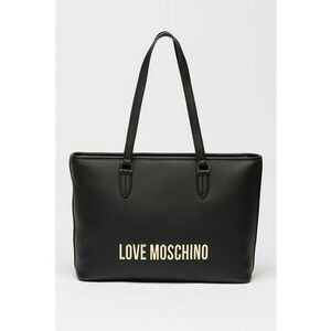 Geanta shopper din piele ecologica cu logo - Negru imagine