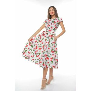 Rochie midi cu croiala evazata si maneci scurte imagine
